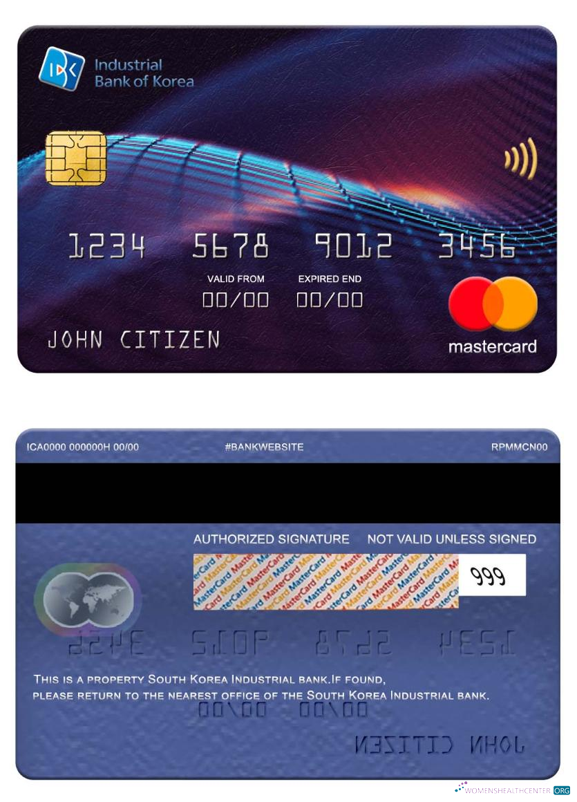 Download South Korea Industrial Bank mastercard Photoshop template